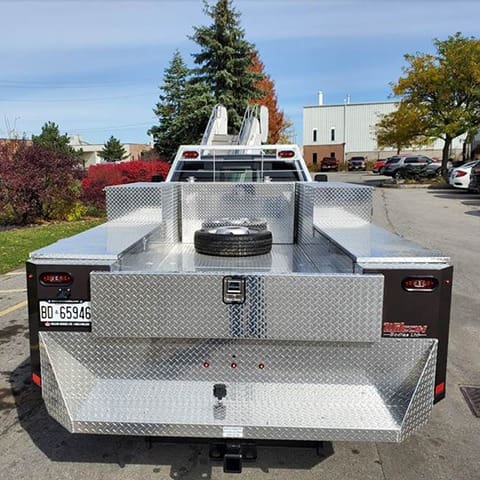 Custom Solutions Truck Bodies - Flat Deck Truck Bed with Tire Storage