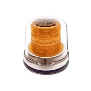 BEACON LIGHT, HIGH PROFILE (7-1/4"H) 8-5/8"DIA, AMBER LED, FLEET+, CLASS 1, PERMANENT MOUNT, AMBER LENS, CLEAR DOME